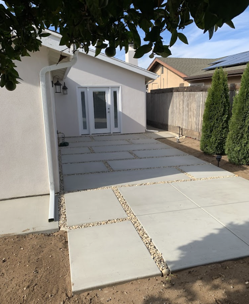 Modern concrete paver patio installation Pismo Beach California
