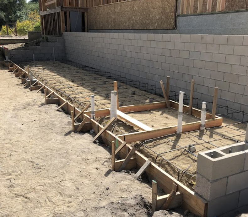 Custom concrete retaining wall with rebar prep Santa Maria California